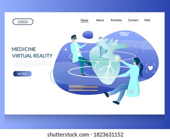 Medicine Virtual Reality Website Template, Web Page And Landing Page Design For Website And Mobile Site Development. VR Medical Simulation And Training.