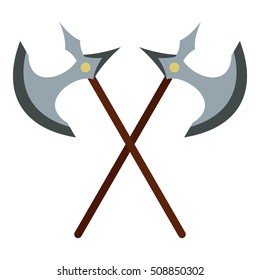Medieval battle axe icon. Flat illustration of axe  icon for web design