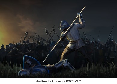 Medieval Battle Scene Illustration - Digital Painting.