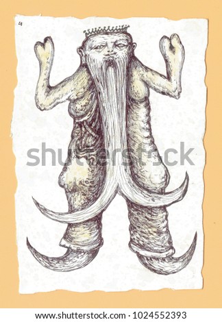 royalty free stock illustration of medieval bestiary vintage set