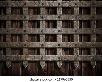 medieval castle wall or metal gate background