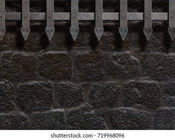 Medieval Castle Wall Or Metal Gate Background 3d Illustration