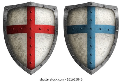 Medieval Crusader Shield Illustration Isolated On White