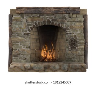 Medieval Fireplace 3D illustration on white background