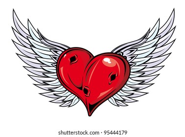 Medieval Heart Wings Religion Tattoo Design Stock Illustration 95444179 ...