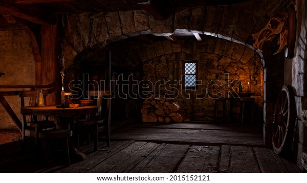 Medieval Inn Tavern Interior Small Dining Stock Illustration 2015152121 |  Shutterstock