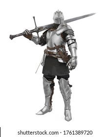 Medieval Knight Armor Isolated. 3D Rendering