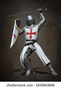 Medieval Knight Templar 3d Illustration Stock Illustration 1836061918 ...