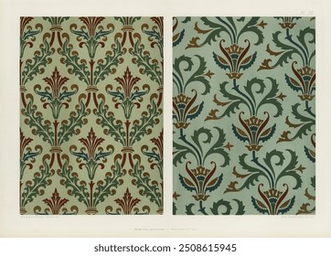 Medieval pattern. Digitally enhanced from our own original first edition of The Practical Decorator and Ornamentist (1892) by G.A Audsley and M.A. Audsley.