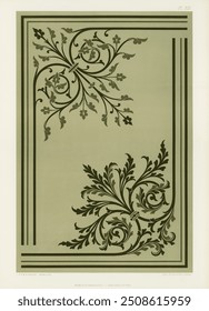 Medieval pattern. Digitally enhanced from our own original first edition of The Practical Decorator and Ornamentist (1892) by G.A Audsley and M.A. Audsley.