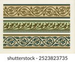 Medieval pattern. The Practical Decorator and Ornamentist by G.A Audsley and M.A. Audsley. Vintage Medieval pattern art drawing illustration, old Medieval pattern painting art print.