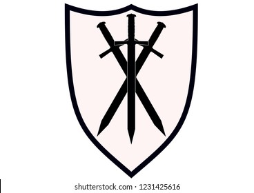 Medieval Shield With Three Swords