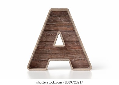 Medieval Style Wood Alphabet Collection Letter A. Suitable For Adventure, Medieval And Rustic Decorative Concepts. High Detailed 3D Rendering.