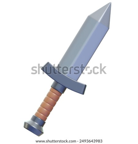 Medieval Sword 3D Icon Rendering Isolated White Background