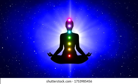 Meditation People Achieve Enlightenment, Activation Of Chakra, Aura In The Body