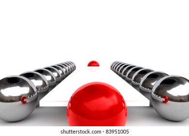 Meeting concept with red and chrome spheres - Powered by Shutterstock