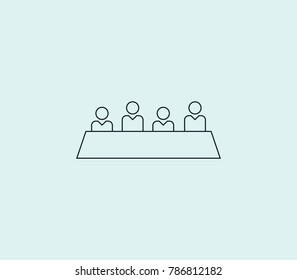 Meeting icon line isolated on clean background. Interview concept drawing icon line in modern style.  illustration for your web site mobile logo app UI design.