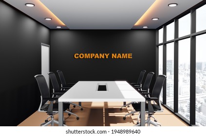 Meeting Room For Business, Empty Wall For Company Name, 3d Rendering.