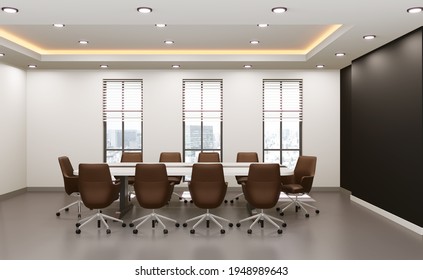 Meeting Room For Business, Empty Wall For Company Name, 3d Rendering.