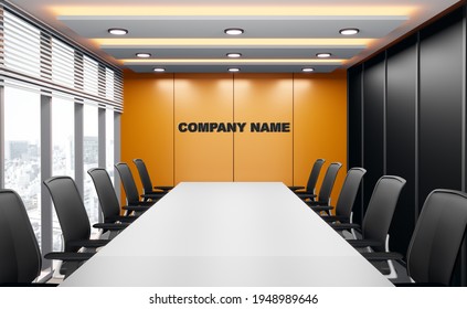 Meeting Room For Business, Empty Wall For Company Name, 3d Rendering.