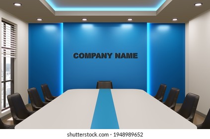 Meeting Room For Business, Empty Wall For Company Name, 3d Rendering.