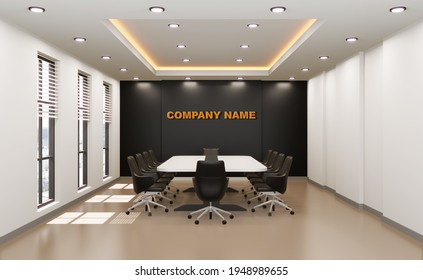 Meeting Room For Business, Empty Wall For Company Name, 3d Rendering.