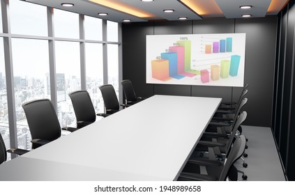 Meeting Room For Business, Empty Wall For Company Name, 3d Rendering.