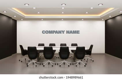 Meeting Room For Business, Empty Wall For Company Name, 3d Rendering.