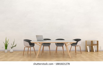 Meeting Room With Empty Wall, 3d Rendering