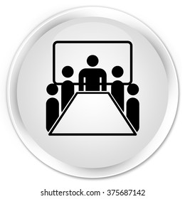 Meeting Room Icon White Glossy Round Button