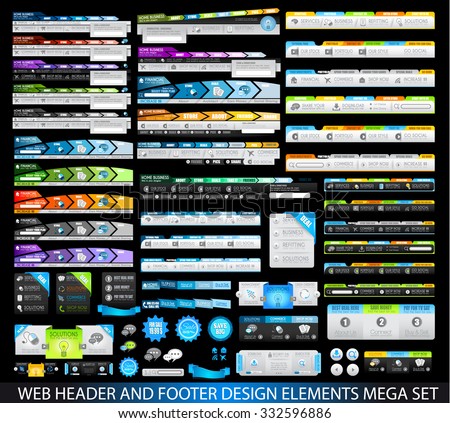 Mega Collection of Website templates, web headers, Footers, menu, drop menu, website icons, design elements for web pages, panels, buttons and so on.