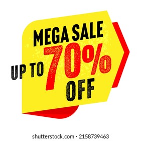 Mega Sale Up To 70 Percent Grunge Sticker Isolated Design