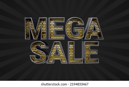 Mega Sale Banner Design Template On Dark Background 3d Render Concept For Shopping Offer