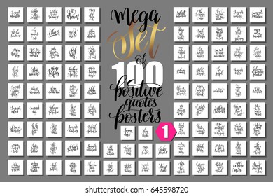 mega set of 100 positive quotes posters about happy summer, motivation and inspirational journey phrases to design, greeting card, printable wall art, calligraphy raster version big collection - Powered by Shutterstock