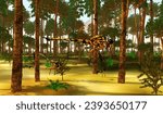 Meganeura Insects in Forest 3d illustration - Meganeura was an very large insect that lived in England and France during the Carboniferous Period.