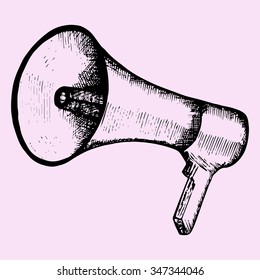 Megaphone, Doodle Style, Sketch Illustration, Hand Drawn, Raster