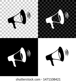 Megaphone Icon Isolated On Black, White And Transparent Background
