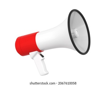 Megaphone, Loudspeaker For Public Anouncement. 3d Illustration Isolated On White Background 