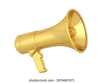 Megaphone, Loudspeaker For Public Anouncement. 3d Illustration Isolated On White Background 