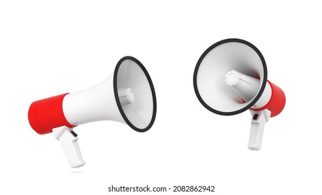 Megaphone, Loudspeaker For Public Anouncement. 3d Illustration Isolated On White Background 