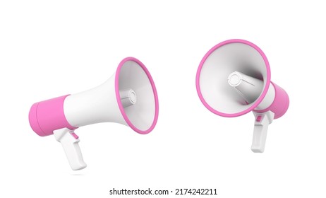 Megaphone, Loudspeaker For Public Anouncement. 3d Illustration Isolated On White Background 