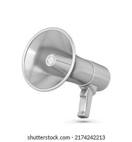 Megaphone, Loudspeaker For Public Anouncement. 3d Illustration Isolated On White Background 