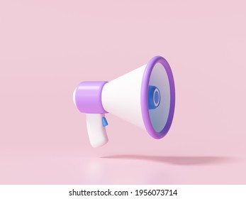 Megaphone On Pink Background. 3d Render Illustration