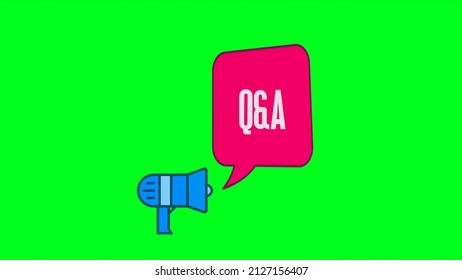 Megaphone With Speech Bubble Q A Title Animation. Advertising Text Intro Outro