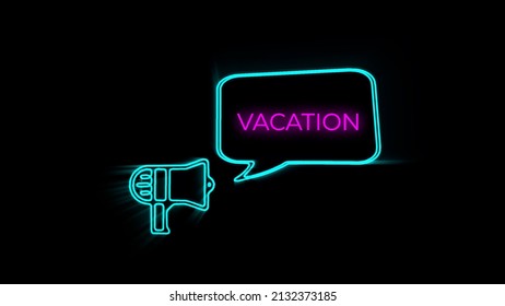 Megaphone with speech bubble Vacation title animation. Advertising text intro outro - Powered by Shutterstock