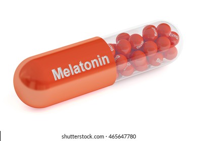 Melatonin Capsule, 3D Rendering Isolated On White Background