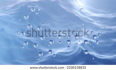 melatonin molecular structure, 3d model molecule, indoleamine, structural chemical formula view from a microscope