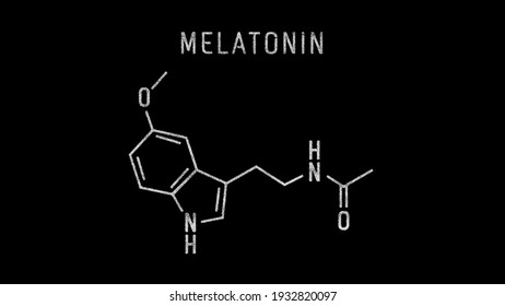 Melatonin Molecular Structure Symbol Sketch Or Drawing On Black Background