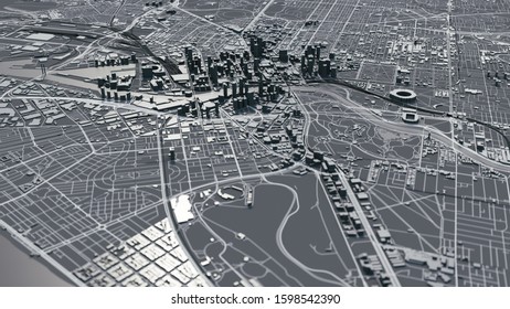 Melbourne City Map. 3d Illustration