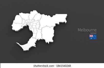 Melbourne City Map. 3D Map Series Of Cities In Australia.